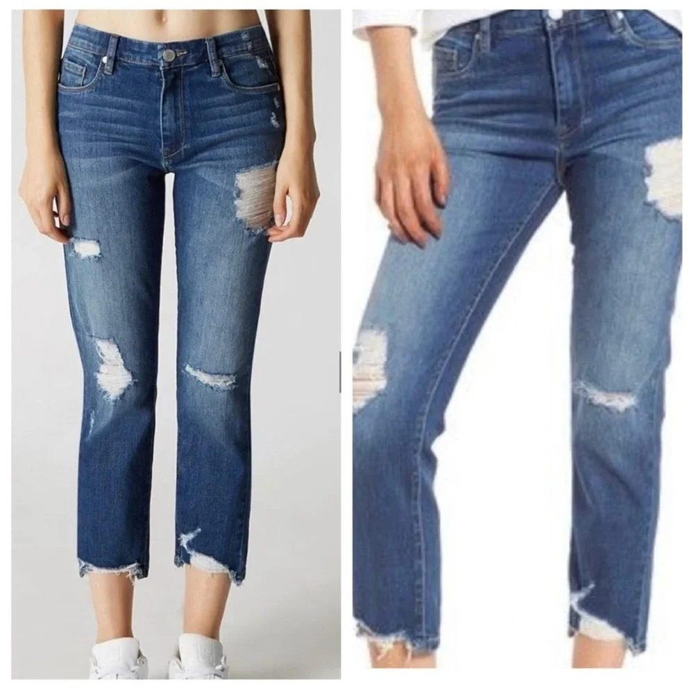 NWOT BLANK NYC Your Favorite Relax fit Distressed Straight raw hem ankle… - Picture 1 of 4